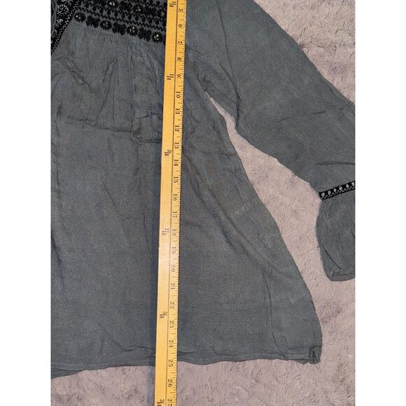 Ultrapink Womens Boho Chic Gray Tunic Top With Beaded Details & Bell Sleeves Siz - Picture 4 of 8